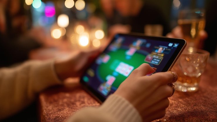 Live dealer blackjack table on bosbandarq mobile app, showing video feed and betting interface